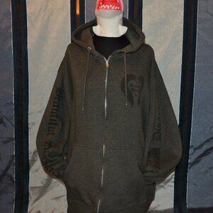 🚫SOLD🚫 Beautiful Disaster Zip Up Angel Wing Hoodie C1X Grey with Black Graphics